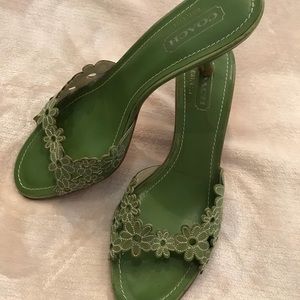Green Coach kitten heeled shoes